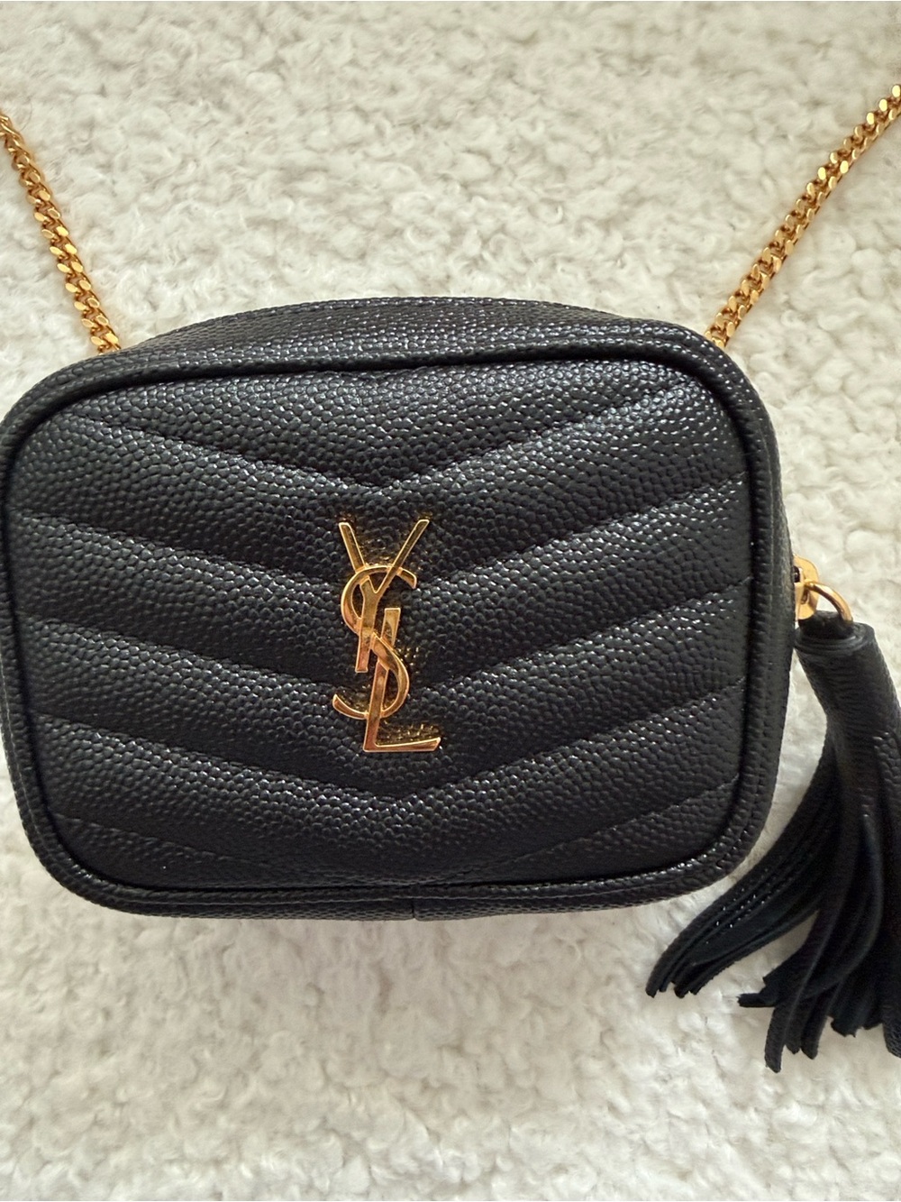 Saint Laurent Black Quilted Crossbody with Gold Chain and Tassel - Picture 2 of 4